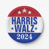 Harris Walz 2024 Campaign Red Blue Papieren Bordje (Voorkant)