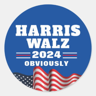 Harris Walz 2024 Duidelijk Ronde Sticker