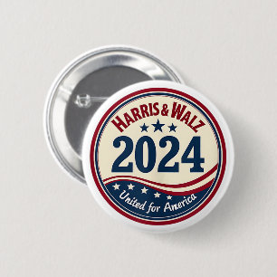 Harris Walz 2024 Kamala Harris Tim Waltz Vlag van Ronde Button 5,7 Cm