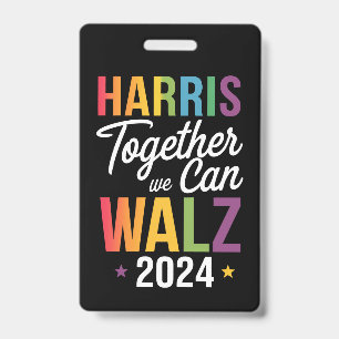 Harris Walz 2024 Kamala Samen Kunnen We LGBT Badge