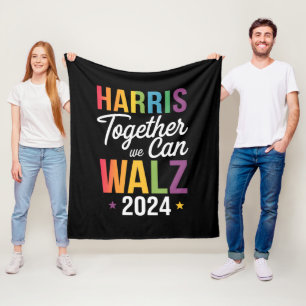Harris Walz 2024 Kamala Samen Kunnen We LGBT Fleece Deken