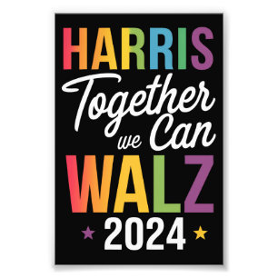 Harris Walz 2024 Kamala Samen Kunnen We LGBT Foto Afdruk