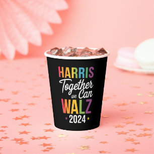 Harris Walz 2024 Kamala Samen Kunnen We LGBT Papieren Bekers