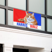 Harris Walz 2024 - Kat rood blauw Spandoek (Buitenkant Gebouw)