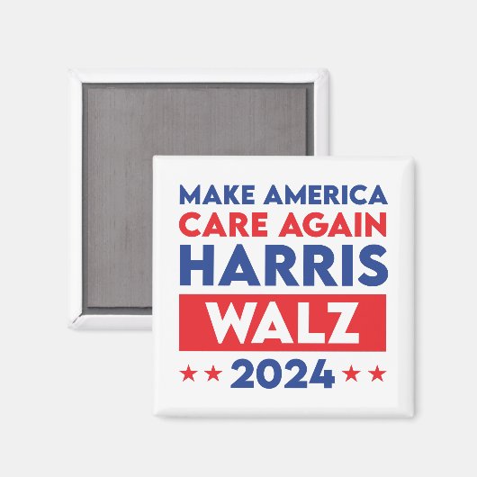 Harris Walz 2024 Make America Care opnieuw Magneet (Voorkant / Achterkant)