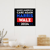 Harris Walz 2024 Make America Care opnieuw Poster (Keuken)