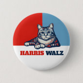 Harris Walz 2024, natuurlijk Cat Ronde Button 5,7 Cm (Voorkant)