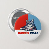 Harris Walz 2024, natuurlijk Cat Ronde Button 5,7 Cm (Voorkant /achterkant)