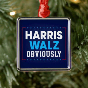 Harris Walz 2024 natuurlijk Metalen Ornament