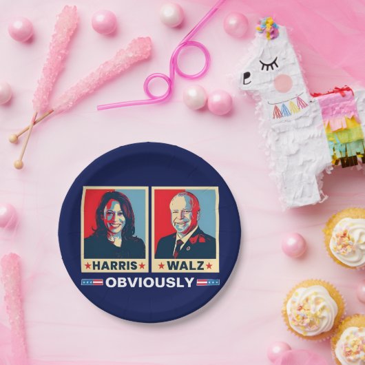 Harris Walz 2024 natuurlijk Papieren Bordje (Feest)