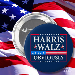 Harris Walz 2024 natuurlijk Ronde Button 5,7 Cm