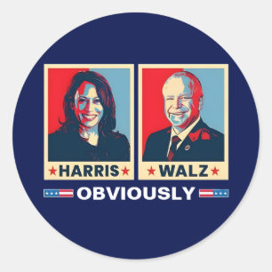 Harris Walz 2024 natuurlijk Ronde Sticker