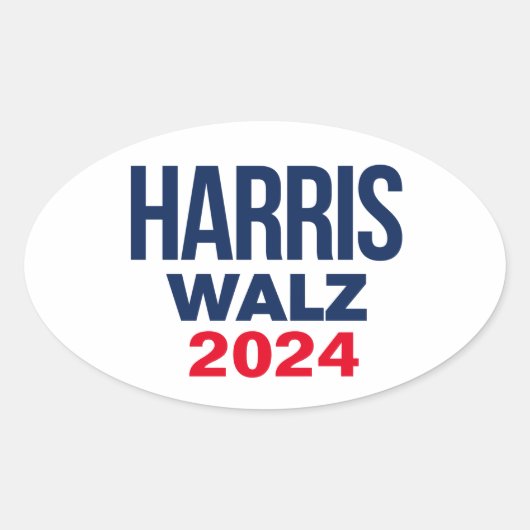 HARRIS WALZ 2024 OVALE STICKER (Voorkant)