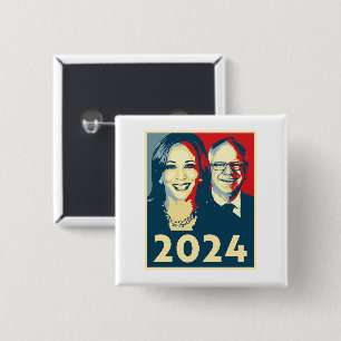 Harris Walz 2024 Poster Vierkante Button 5,1 Cm