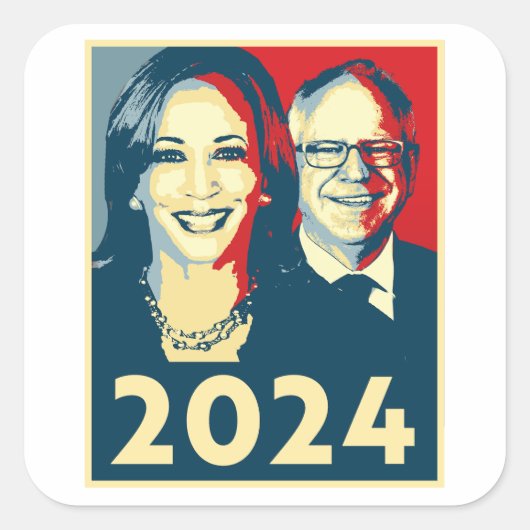 Harris Walz 2024 Poster Vierkante Sticker (Voorkant)