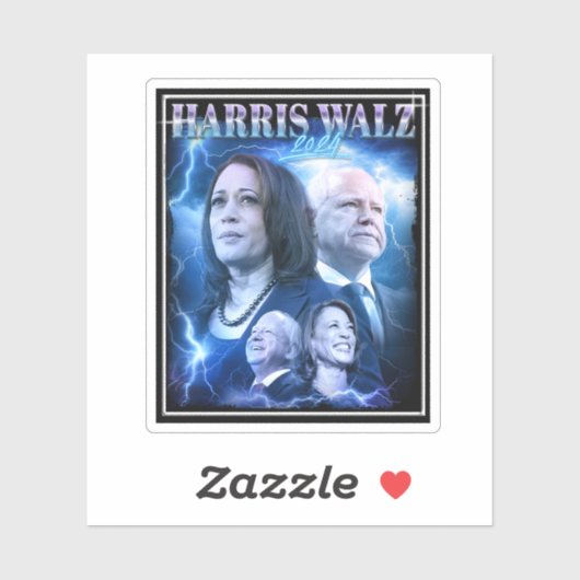 Harris Walz 2024 Retro 90s Style Sticker (Vel)