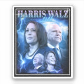 Harris Walz 2024 Retro 90s Style Sticker (Voorkant)