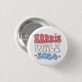 Harris Walz 2024 Retro Hippie Style Ronde Button 3,2 Cm (Voorkant /achterkant)