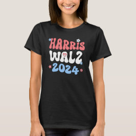 Harris Walz 2024 Retro Hippie Style T-shirt