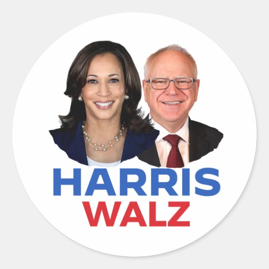 Harris Walz 2024 Ronde Sticker (Voorkant)