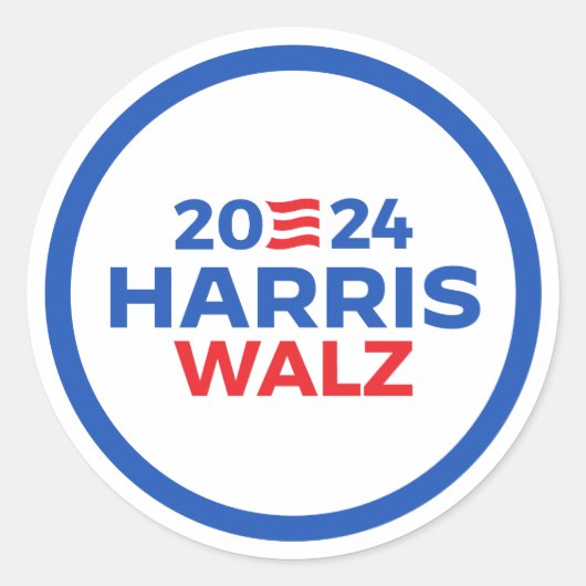 Harris Walz 2024 Ronde Sticker (Voorkant)