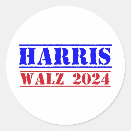 Harris Walz 2024 Ronde Sticker (Voorkant)