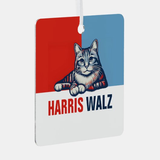 Harris Walz 2024 - Rood Blauw Metalen Ornament (Voorkant Rechts)