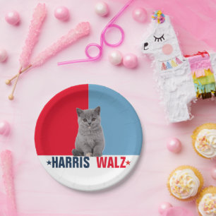 Harris Walz 2024 - Rood Blauw Papieren Bordje