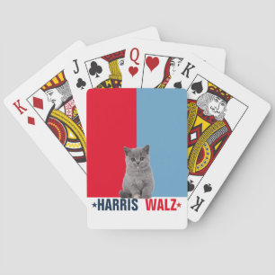 Harris Walz 2024 - Rood Blauw Pokerkaarten