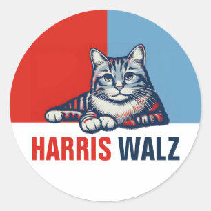 Harris Walz 2024 - Rood Blauw Ronde Sticker