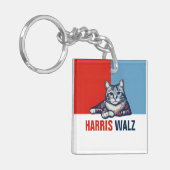 Harris Walz 2024 - Rood Blauw Sleutelhanger (Voorkant Links)