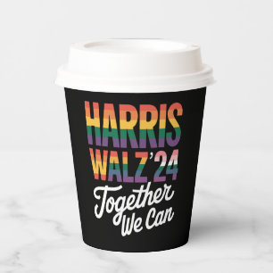 Harris Walz 2024 Samen Kunnen We Verkiezing LGBTQI Papieren Bekers