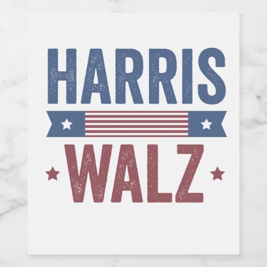 Harris Walz 2024 Verkiezing Kamala Tim Waltz Ameri Wijn Etiket (Enkel label)