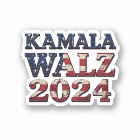 Harris Walz 2024 Verkiezing Kamala Tim Waltz Sticker (Voorkant)