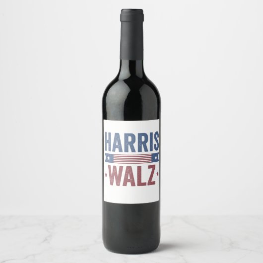 Harris Walz 2024 Verkiezingen Kamala Tim Waltz Ame Wijn Etiket (Voorkant)