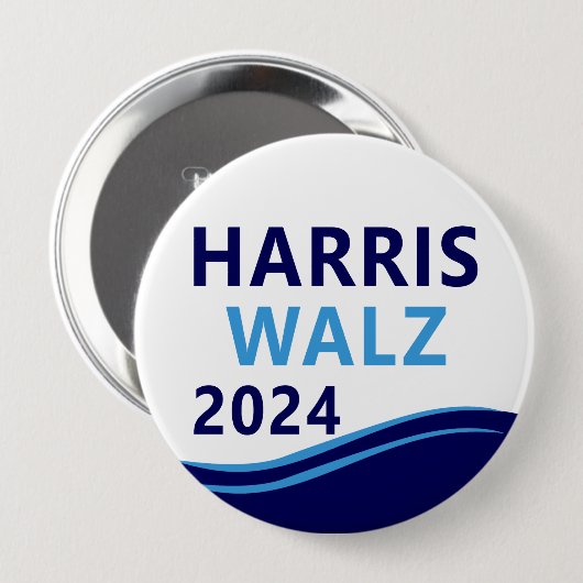 Harris Walz 2024 voor President Blue Wave Button (Voorkant /achterkant)