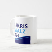 Harris Walz 2024 voor President Blue Wave Koffiemok (Voorkant links)