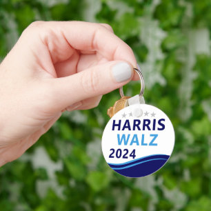 Harris Walz 2024 voor President Blue Wave Sleutelhanger