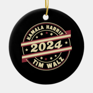Harris Walz 2024 voor President Patriotic Kamala Keramisch Ornament