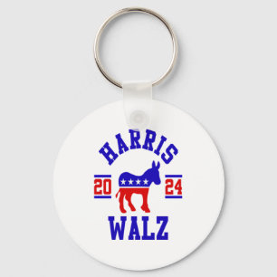 Harris Walz 2024 voor President Patriottische Demo Sleutelhanger