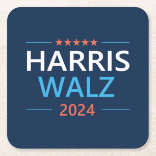 Harris Walz 2024 voor President Vierkante Kartonnen Onderzetter