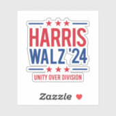 Harris Walz '24 - Eenheid over divisie Sticker (Vel)