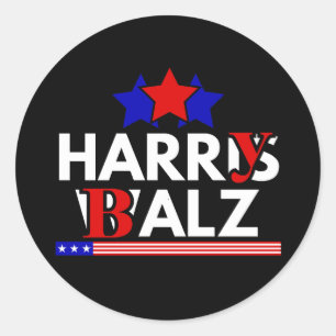 Harris Walz 24 Harry Balz 2024 Meme Democratics Ronde Sticker