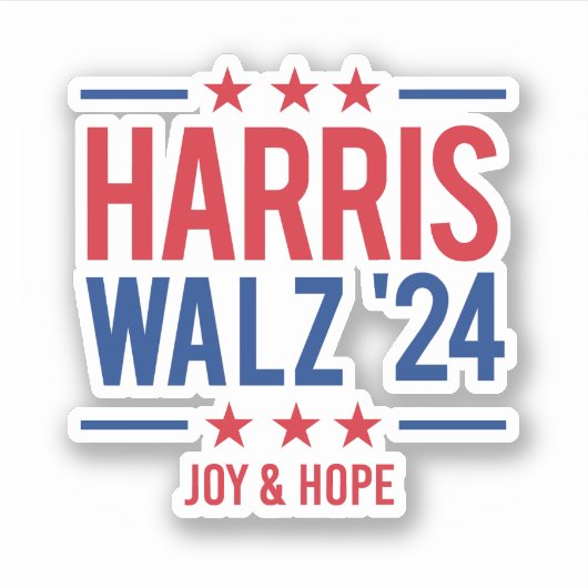 Harris Walz '24 - Hoop en vreugde Sticker (Voorkant)