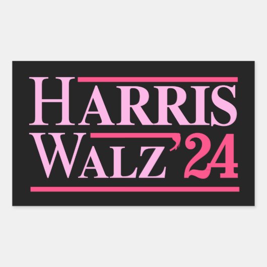 Harris Walz '24 Pink Rechthoekige Sticker (Voorkant)