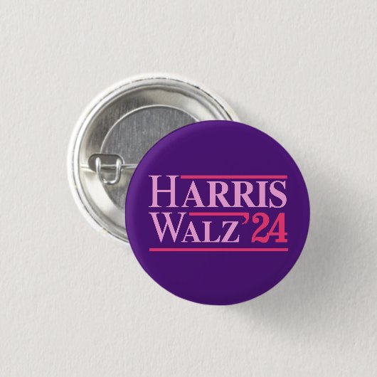 Harris Walz '24 Pink Ronde Button 3,2 Cm (Voorkant /achterkant)