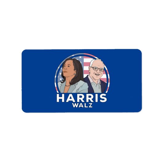 Harris Walz Election Etiket (Voorkant)