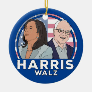 Harris Walz Election Keramisch Ornament