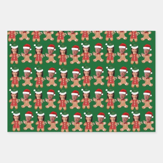 Harris Walz Face Gingerbread Kerstcadeau Inpakpapier Vel (Voorkant 2)