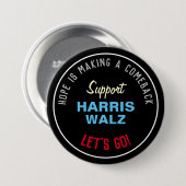 HARRIS WALZ Hope maakt comeback Ronde Button 7,6 Cm (Voorkant /achterkant)